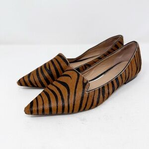Linea Paolo Calf Hair Tiger Print Pointed Toe Loafer Flats Womens Size 9 M